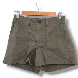 Duck Camp Women's Small‎ Olive Green Cargo Utility Shorts Elastic Waist Pockets
